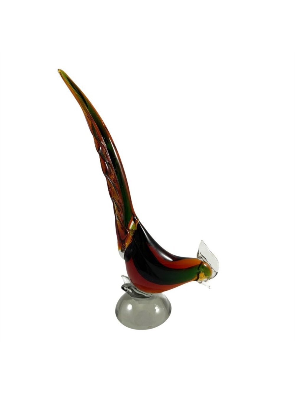Murano Glass Pheasant Rooster Bird Venetian Seguso Sculpture Vintage MCM Italy